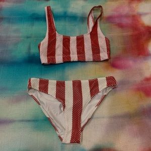 H&M red & white striped bikini